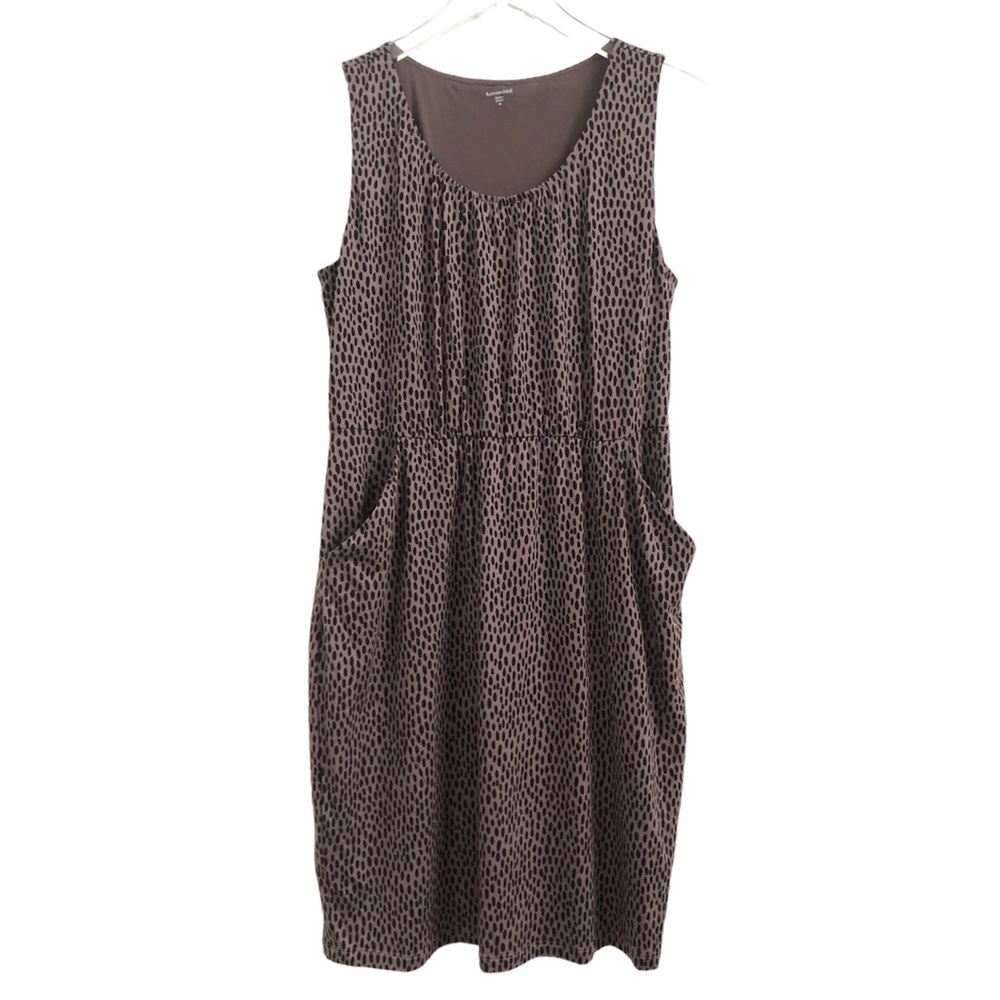 Garnet Hill | Brown Dot Jersey Knit Tank Dress Medium Sleeveless Summer